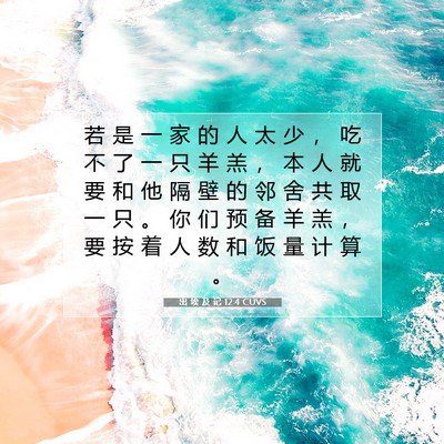 Picture 07 - 出 埃 及 记 12:4 CUVS - 若 是 一 家 的 人 太 少 ， 吃 不 了 - Bible Verse Picture