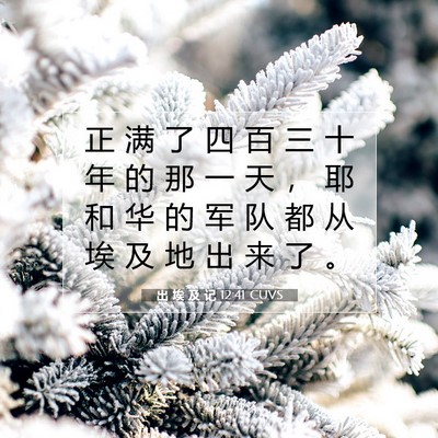 Picture 07 - 出 埃 及 记 12:41 CUVS - 正 满 了 四 百 三 十 年 的 那 一 天 - Bible Verse Picture