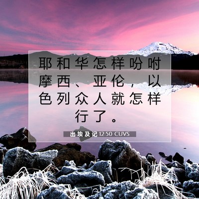 Picture 07 - 出 埃 及 记 12:50 CUVS - 耶 和 华 怎 样 吩 咐 摩 西 、 亚 伦 - Bible Verse Picture