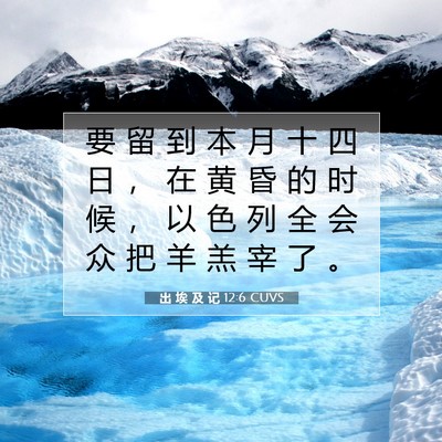 Picture 07 - 出 埃 及 记 12:6 CUVS - 要 留 到 本 月 十 四 日 ， 在 黄 昏 - Bible Verse Picture