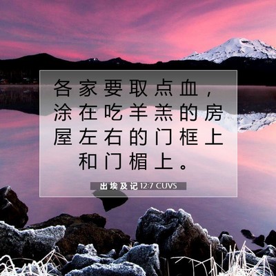 Picture 07 - 出 埃 及 记 12:7 CUVS - 各 家 要 取 点 血 ， 涂 在 吃 羊 羔 - Bible Verse Picture