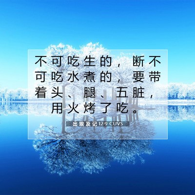 Picture 07 - 出 埃 及 记 12:9 CUVS - 不 可 吃 生 的 ， 断 不 可 吃 水 煮 - Bible Verse Picture
