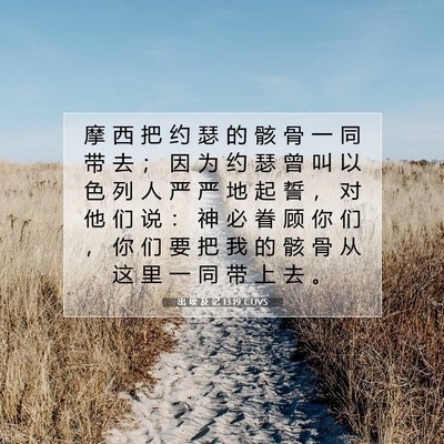 Picture 07 - 出 埃 及 记 13:19 CUVS - 摩 西 把 约 瑟 的 骸 骨 一 同 带 去 - Bible Verse Picture