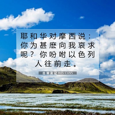 Picture 07 - 出 埃 及 记 14:15 CUVS - 耶 和 华 对 摩 西 说 ： 你 为 甚 麽 - Bible Verse Picture