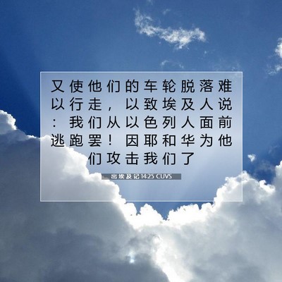 Picture 07 - 出 埃 及 记 14:25 CUVS - 又 使 他 们 的 车 轮 脱 落 难 以 行 - Bible Verse Picture
