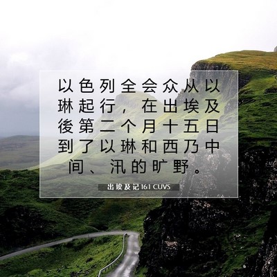 Picture 07 - 出 埃 及 记 16:1 CUVS - 以 色 列 全 会 众 从 以 琳 起 行 ， - Bible Verse Picture
