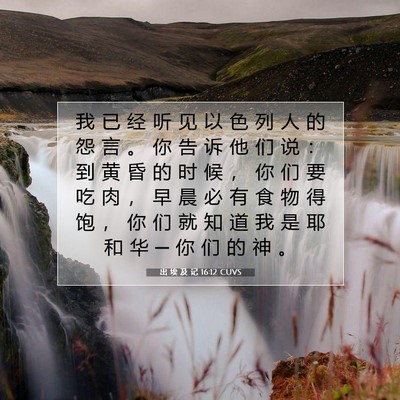 Picture 07 - 出 埃 及 记 16:12 CUVS - 我 已 经 听 见 以 色 列 人 的 怨 言 - Bible Verse Picture