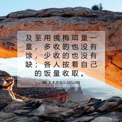 Picture 07 - 出 埃 及 记 16:18 CUVS - 及 至 用 俄 梅 珥 量 一 量 ， 多 收 - Bible Verse Picture