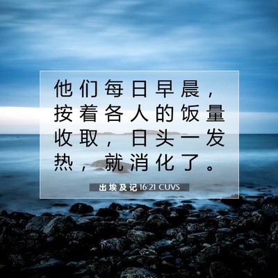 Picture 07 - 出 埃 及 记 16:21 CUVS - 他 们 每 日 早 晨 ， 按 着 各 人 的 - Bible Verse Picture