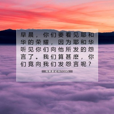 Picture 07 - 出 埃 及 记 16:7 CUVS - 早 晨 ， 你 们 要 看 见 耶 和 华 的 - Bible Verse Picture