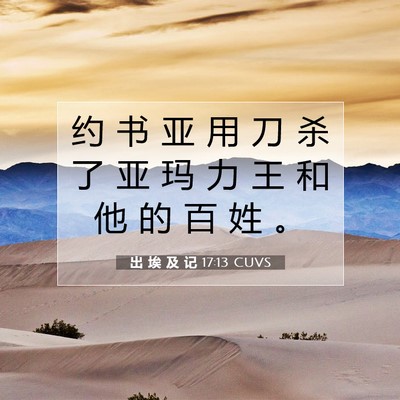 Picture 07 - 出 埃 及 记 17:13 CUVS - 约 书 亚 用 刀 杀 了 亚 玛 力 王 和 - Bible Verse Picture