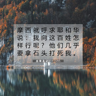 Picture 07 - 出 埃 及 记 17:4 CUVS - 摩 西 就 呼 求 耶 和 华 说 ： 我 向 - Bible Verse Picture