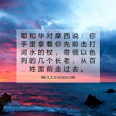 Picture 07 - 出 埃 及 记 17:5 CUVS - 耶 和 华 对 摩 西 说 ： 你 手 里 拿 - Bible Verse Picture