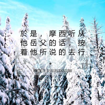 Picture 07 - 出 埃 及 记 18:24 CUVS - 於 是 ， 摩 西 听 从 他 岳 父 的 话 - Bible Verse Picture