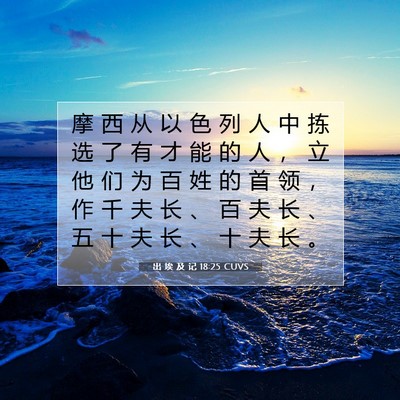 Picture 07 - 出 埃 及 记 18:25 CUVS - 摩 西 从 以 色 列 人 中 拣 选 了 有 - Bible Verse Picture