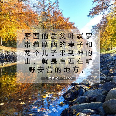Picture 07 - 出 埃 及 记 18:5 CUVS - 摩 西 的 岳 父 叶 忒 罗 带 着 摩 西 - Bible Verse Picture