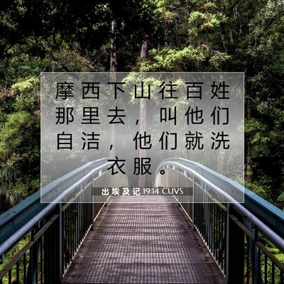 Picture 07 - 出 埃 及 记 19:14 CUVS - 摩 西 下 山 往 百 姓 那 里 去 ， 叫 - Bible Verse Picture