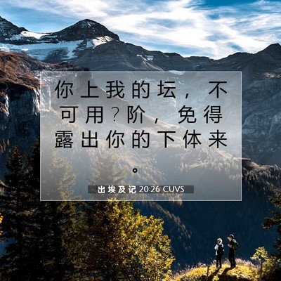 Picture 07 - 出 埃 及 记 20:26 CUVS - 你 上 我 的 坛 ， 不 可 用 ? 阶 ， 免 - Bible Verse Picture