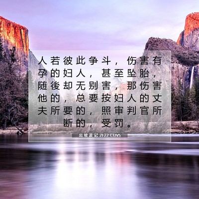 Picture 07 - 出 埃 及 记 21:22 CUVS - 人 若 彼 此 争 斗 ， 伤 害 有 孕 的 - Bible Verse Picture