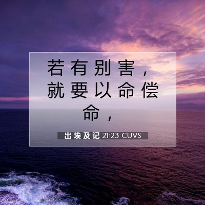 Picture 07 - 出 埃 及 记 21:23 CUVS - 若 有 别 害 ， 就 要 以 命 偿 命 - Bible Verse Picture