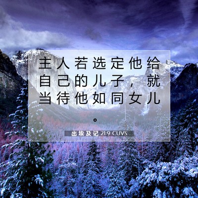 Picture 07 - 出 埃 及 记 21:9 CUVS - 主 人 若 选 定 他 给 自 己 的 儿 子 - Bible Verse Picture