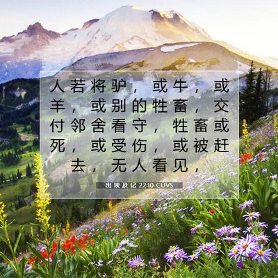 Picture 07 - 出 埃 及 记 22:10 CUVS - 人 若 将 驴 ， 或 牛 ， 或 羊 ， 或 - Bible Verse Picture