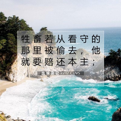 Picture 07 - 出 埃 及 记 22:12 CUVS - 牲 畜 若 从 看 守 的 那 里 被 偷 去 - Bible Verse Picture