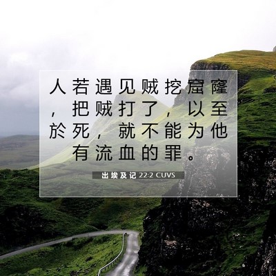 Picture 07 - 出 埃 及 记 22:2 CUVS - 人 若 遇 见 贼 挖 窟 窿 ， 把 贼 打 - Bible Verse Picture