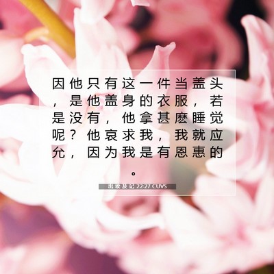 Picture 07 - 出 埃 及 记 22:27 CUVS - 因 他 只 有 这 一 件 当 盖 头 ， 是 - Bible Verse Picture