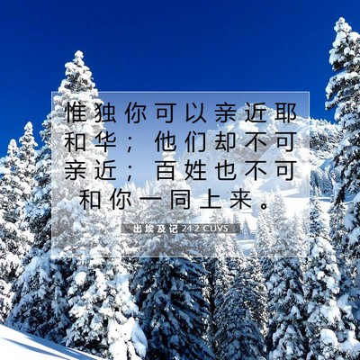 Picture 07 - 出 埃 及 记 24:2 CUVS - 惟 独 你 可 以 亲 近 耶 和 华 ； 他 - Bible Verse Picture