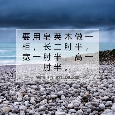 Picture 07 - 出 埃 及 记 25:10 CUVS - 要 用 皂 荚 木 做 一 柜 ， 长 二 肘 - Bible Verse Picture