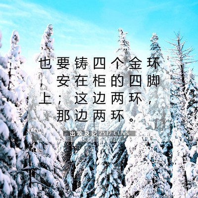 Picture 07 - 出 埃 及 记 25:12 CUVS - 也 要 铸 四 个 金 环 ， 安 在 柜 的 - Bible Verse Picture