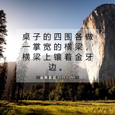 Picture 07 - 出 埃 及 记 25:25 CUVS - 桌 子 的 四 围 各 做 一 掌 宽 的 横 - Bible Verse Picture