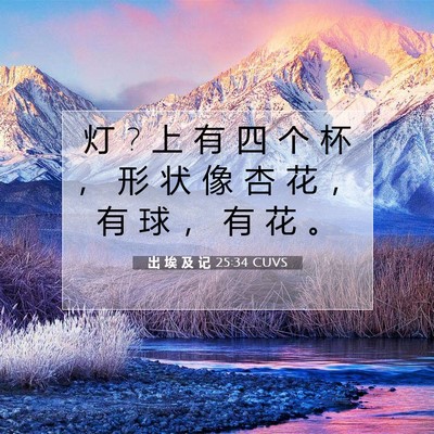 Picture 07 - 出 埃 及 记 25:34 CUVS - 灯 ? 上 有 四 个 杯 ， 形 状 像 杏 花 - Bible Verse Picture