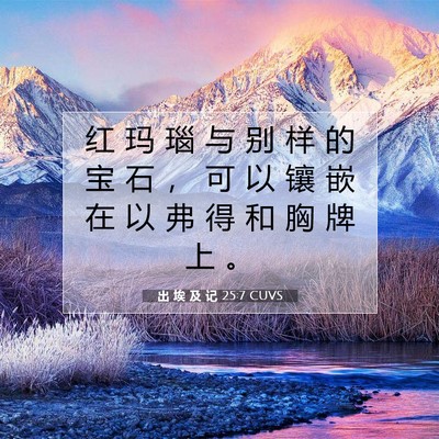 Picture 07 - 出 埃 及 记 25:7 CUVS - 红 玛 瑙 与 别 样 的 宝 石 ， 可 以 - Bible Verse Picture