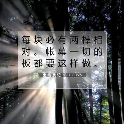 Picture 07 - 出 埃 及 记 26:17 CUVS - 每 块 必 有 两 榫 相 对 。 帐 幕 一 - Bible Verse Picture