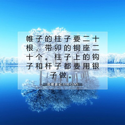 Picture 07 - 出 埃 及 记 27:10 CUVS - 帷 子 的 柱 子 要 二 十 根 ， 带 卯 - Bible Verse Picture