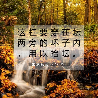 Picture 07 - 出 埃 及 记 27:7 CUVS - 这 杠 要 穿 在 坛 两 旁 的 环 子 内 - Bible Verse Picture