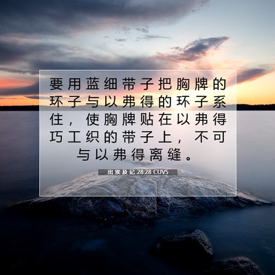 Picture 07 - 出 埃 及 记 28:28 CUVS - 要 用 蓝 细 带 子 把 胸 牌 的 环 子 - Bible Verse Picture