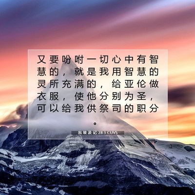 Picture 07 - 出 埃 及 记 28:3 CUVS - 又 要 吩 咐 一 切 心 中 有 智 慧 的 - Bible Verse Picture