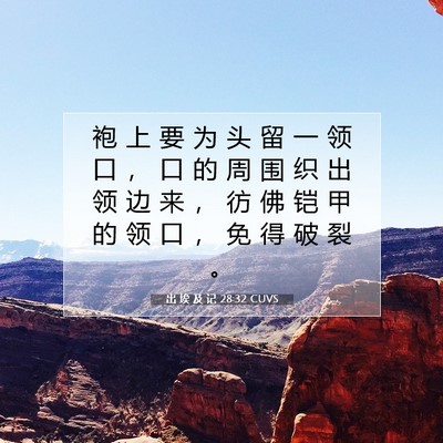 Picture 07 - 出 埃 及 记 28:32 CUVS - 袍 上 要 为 头 留 一 领 口 ， 口 的 - Bible Verse Picture