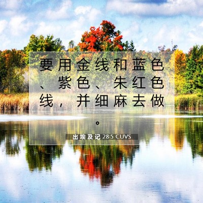 Picture 07 - 出 埃 及 记 28:5 CUVS - 要 用 金 线 和 蓝 色 、 紫 色 、 朱 - Bible Verse Picture