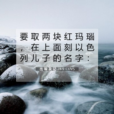 Picture 07 - 出 埃 及 记 28:9 CUVS - 要 取 两 块 红 玛 瑙 ， 在 上 面 刻 - Bible Verse Picture