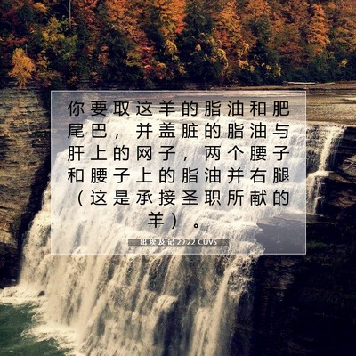 Picture 07 - 出 埃 及 记 29:22 CUVS - 你 要 取 这 羊 的 脂 油 和 肥 尾 巴 - Bible Verse Picture