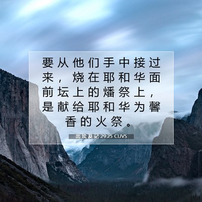 Picture 07 - 出 埃 及 记 29:25 CUVS - 要 从 他 们 手 中 接 过 来 ， 烧 在 - Bible Verse Picture