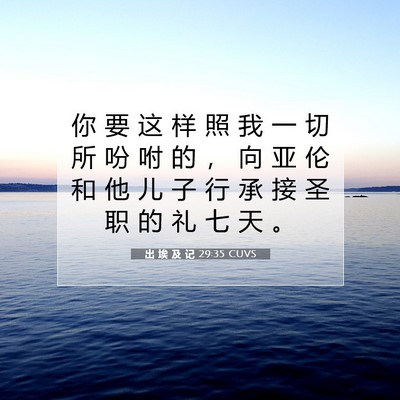 Picture 07 - 出 埃 及 记 29:35 CUVS - 你 要 这 样 照 我 一 切 所 吩 咐 的 - Bible Verse Picture