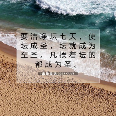 Picture 07 - 出 埃 及 记 29:37 CUVS - 要 洁 净 坛 七 天 ， 使 坛 成 圣 ， - Bible Verse Picture