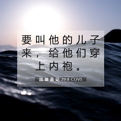 Picture 07 - 出 埃 及 记 29:8 CUVS - 要 叫 他 的 儿 子 来 ， 给 他 们 穿 - Bible Verse Picture