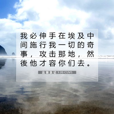 Picture 07 - 出 埃 及 记 3:20 CUVS - 我 必 伸 手 在 埃 及 中 间 施 行 我 - Bible Verse Picture