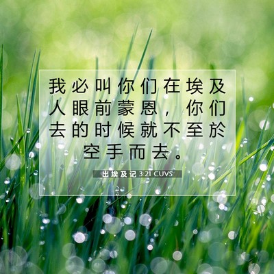 Picture 07 - 出 埃 及 记 3:21 CUVS - 我 必 叫 你 们 在 埃 及 人 眼 前 蒙 - Bible Verse Picture